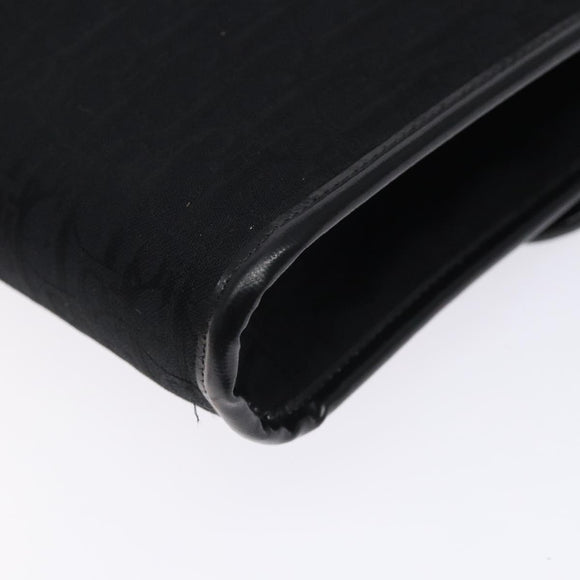 Christian Dior Trotter Canvas Chain Shoulder Bag Black Gold Auth 132040