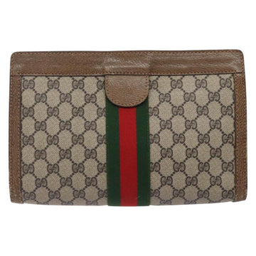 GUCCI GG Supreme Web Sherry Line Clutch Bag PVC Beige 001 014 2125 Auth 132048 - 0