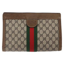 GUCCI GG Supreme Web Sherry Line Clutch Bag PVC Beige 001 014 2125 Auth 132048-3