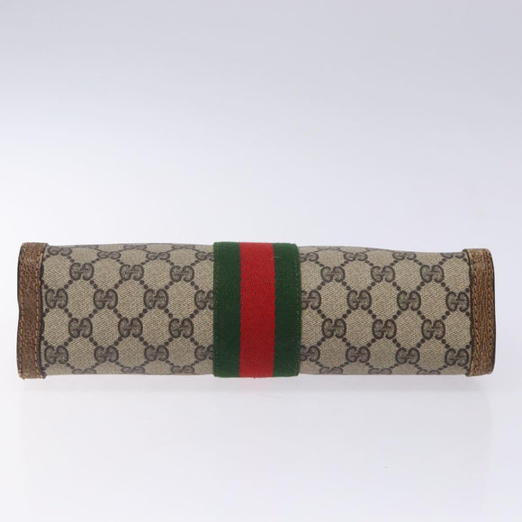 GUCCI GG Supreme Web Sherry Line Clutch Bag PVC Beige 001 014 2125 Auth 132048