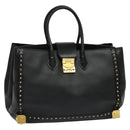 MCM Logogram Vicetos Hand Bag PVC Black Gold Auth 132056-1