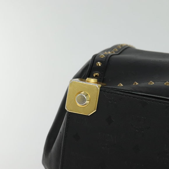 MCM Logogram Vicetos Hand Bag PVC Black Gold Auth 132056