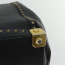 MCM Logogram Vicetos Hand Bag PVC Black Gold Auth 132056-16