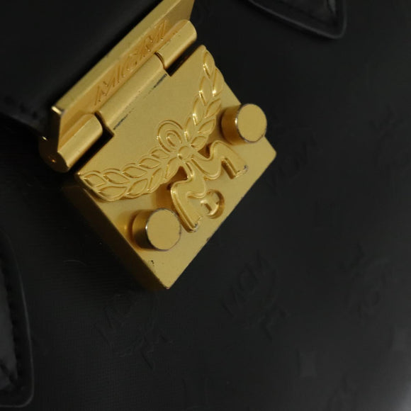 MCM Logogram Vicetos Hand Bag PVC Black Gold Auth 132056