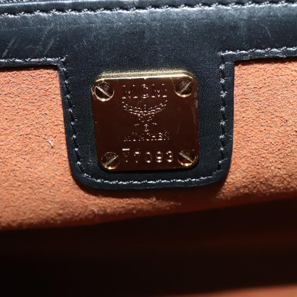 MCM Logogram Vicetos Hand Bag PVC Black Gold Auth 132056