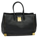 MCM Logogram Vicetos Hand Bag PVC Black Gold Auth 132056-13