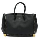 MCM Logogram Vicetos Hand Bag PVC Black Gold Auth 132056-2