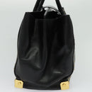 MCM Logogram Vicetos Hand Bag PVC Black Gold Auth 132056-3