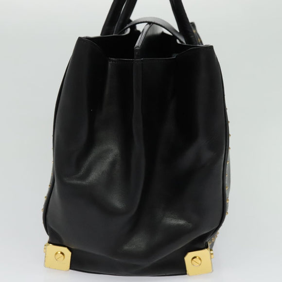 MCM Logogram Vicetos Hand Bag PVC Black Gold Auth 132056