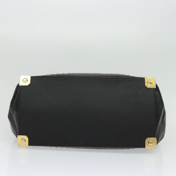MCM Logogram Vicetos Hand Bag PVC Black Gold Auth 132056