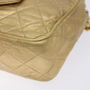 CHANEL Matelasse COCO Mark Chain Shoulder Bag Lamb Skin Gold CC Auth 132059-9