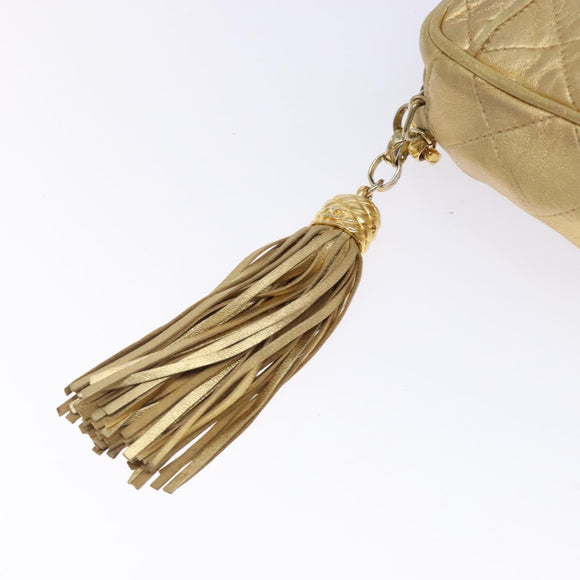 CHANEL Matelasse COCO Mark Chain Shoulder Bag Lamb Skin Gold CC Auth 132059