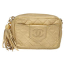 CHANEL Matelasse COCO Mark Chain Shoulder Bag Lamb Skin Gold CC Auth 132059-13