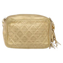 CHANEL Matelasse COCO Mark Chain Shoulder Bag Lamb Skin Gold CC Auth 132059-2