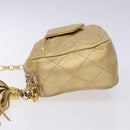 CHANEL Matelasse COCO Mark Chain Shoulder Bag Lamb Skin Gold CC Auth 132059-4