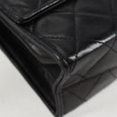 CHANEL Matelasse Shoulder Bag Lamb Skin Black Gold CC Auth 132061V-9