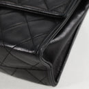 CHANEL Matelasse Shoulder Bag Lamb Skin Black Gold CC Auth 132061V-14