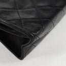 CHANEL Matelasse Shoulder Bag Lamb Skin Black Gold CC Auth 132061V-15