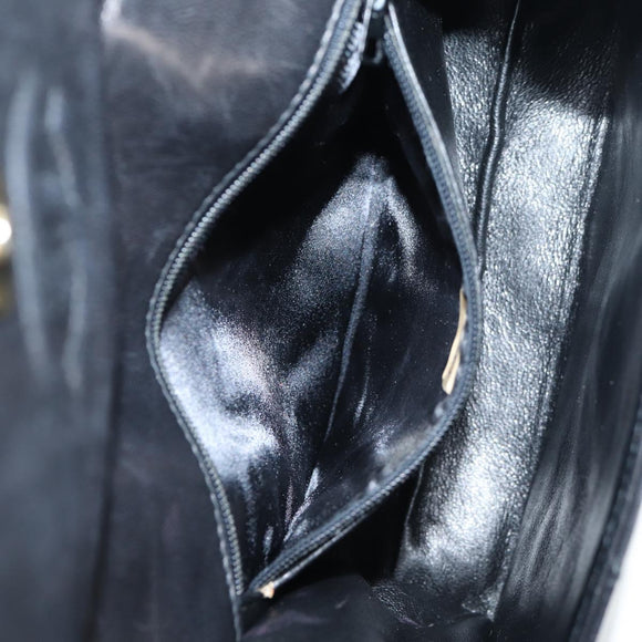 CHANEL Matelasse Shoulder Bag Lamb Skin Black Gold CC Auth 132061V