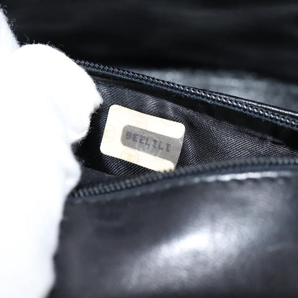 CHANEL Matelasse Shoulder Bag Lamb Skin Black Gold CC Auth 132061V