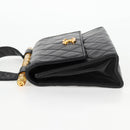 CHANEL Matelasse Shoulder Bag Lamb Skin Black Gold CC Auth 132061V-3