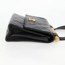 CHANEL Matelasse Shoulder Bag Lamb Skin Black Gold CC Auth 132061V-4