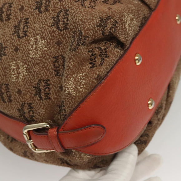 MCM Logogram Vicetos Shoulder Bag Canvas 2way Brown Gold Auth 132068