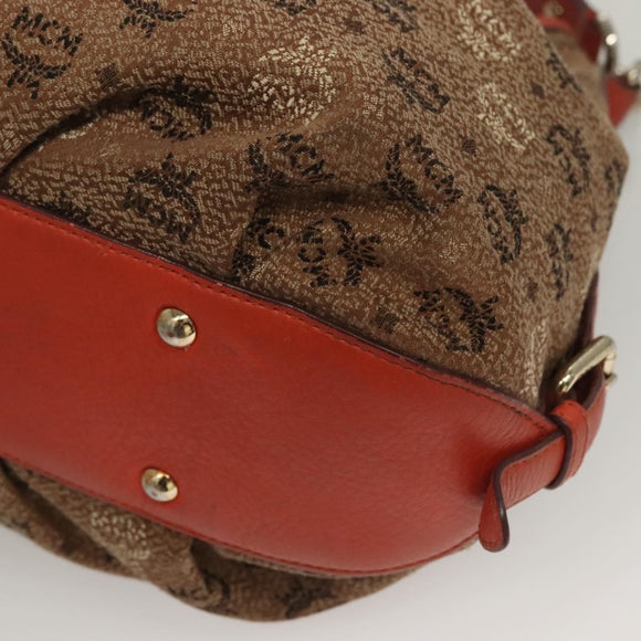 MCM Logogram Vicetos Shoulder Bag Canvas 2way Brown Gold Auth 132068