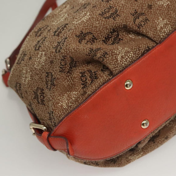 MCM Logogram Vicetos Shoulder Bag Canvas 2way Brown Gold Auth 132068