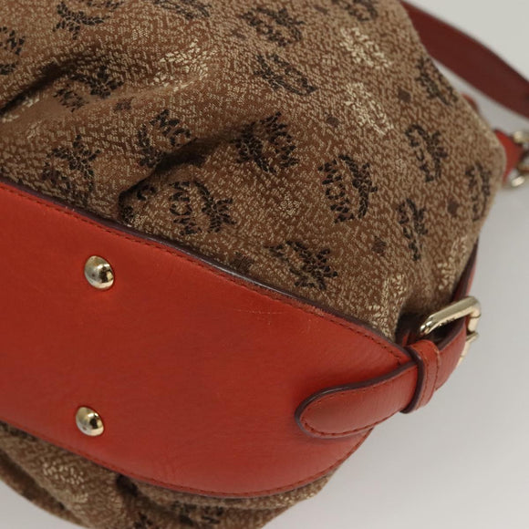 MCM Logogram Vicetos Shoulder Bag Canvas 2way Brown Gold Auth 132068