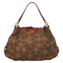 MCM Logogram Vicetos Shoulder Bag Canvas 2way Brown Gold Auth 132068-13
