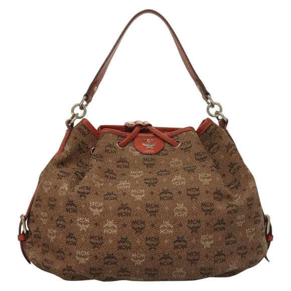 MCM Logogram Vicetos Shoulder Bag Canvas 2way Brown Gold Auth 132068