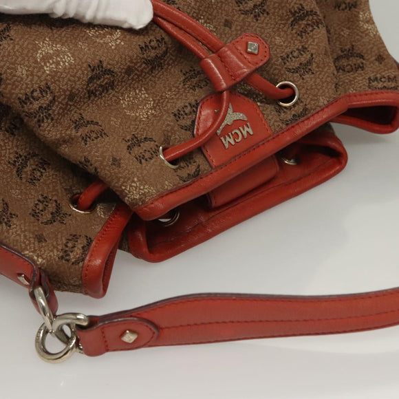 MCM Logogram Vicetos Shoulder Bag Canvas 2way Brown Gold Auth 132068