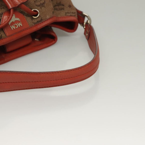 MCM Logogram Vicetos Shoulder Bag Canvas 2way Brown Gold Auth 132068