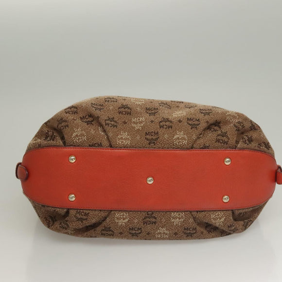 MCM Logogram Vicetos Shoulder Bag Canvas 2way Brown Gold Auth 132068