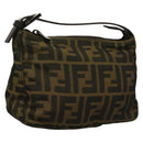 FENDI Zucca Canvas Accessory Pouch Black Brown Auth 132073-1
