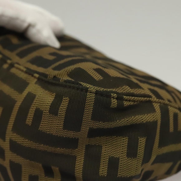 FENDI Zucca Canvas Accessory Pouch Black Brown Auth 132073