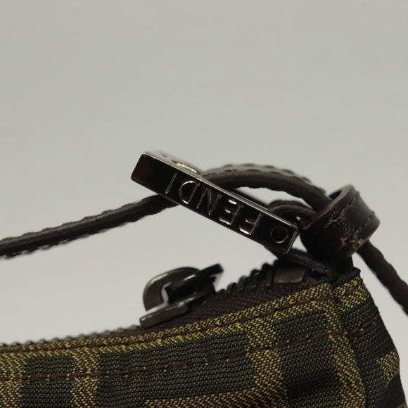 FENDI Zucca Canvas Accessory Pouch Black Brown Auth 132073