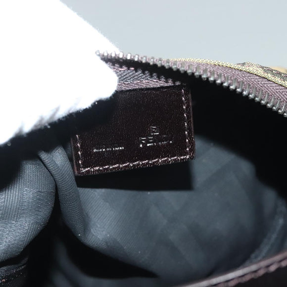 FENDI Zucca Canvas Accessory Pouch Black Brown Auth 132073