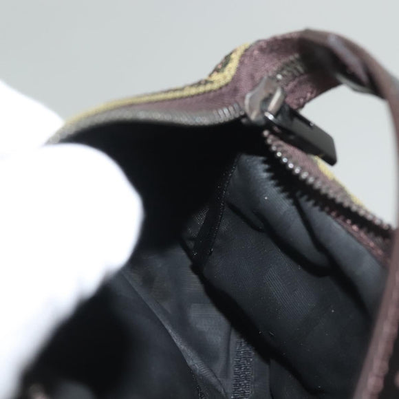 FENDI Zucca Canvas Accessory Pouch Black Brown Auth 132073