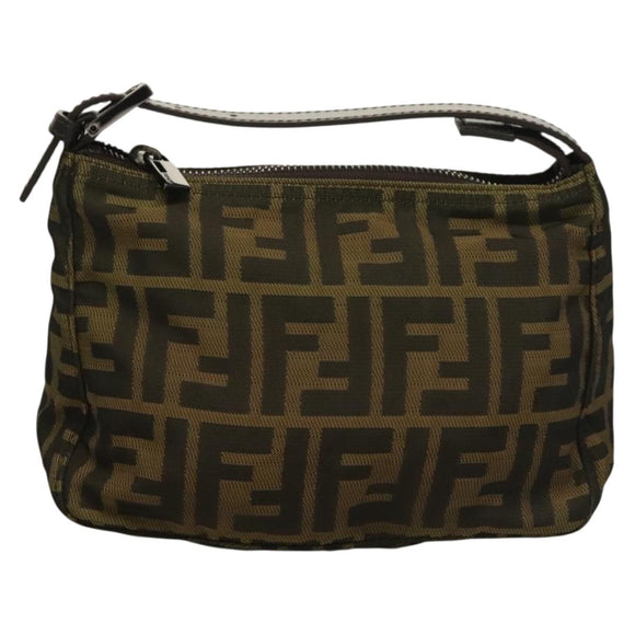 FENDI Zucca Canvas Accessory Pouch Black Brown Auth 132073