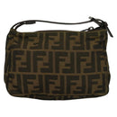 FENDI Zucca Canvas Accessory Pouch Black Brown Auth 132073-2