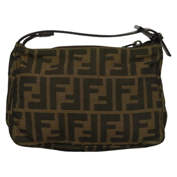 FENDI Zucca Canvas Accessory Pouch Black Brown Auth 132073 - 0