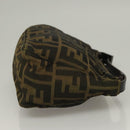 FENDI Zucca Canvas Accessory Pouch Black Brown Auth 132073-3