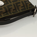 FENDI Zucca Canvas Accessory Pouch Black Brown Auth 132073-7