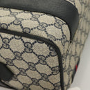 GUCCI GG Supreme Sherry Line Hand Bag PVC Navy Gold Red Auth 132074-15