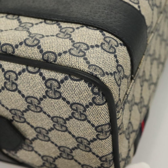 GUCCI GG Supreme Sherry Line Hand Bag PVC Navy Gold Red Auth 132074