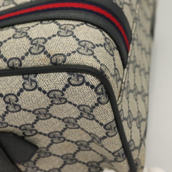 GUCCI GG Supreme Sherry Line Hand Bag PVC Navy Gold Red Auth 132074