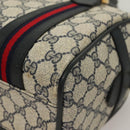 GUCCI GG Supreme Sherry Line Hand Bag PVC Navy Gold Red Auth 132074-8