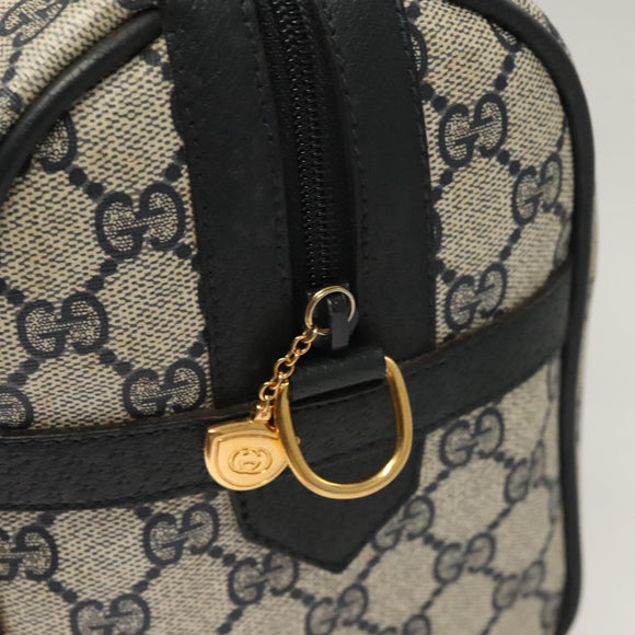 GUCCI GG Supreme Sherry Line Hand Bag PVC Navy Gold Red Auth 132074